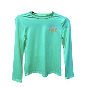 Cat and Jack Girls Long Sleeve Rash Guard Sun‎ Shirt Top L 10 12 Neon Yellow Sun